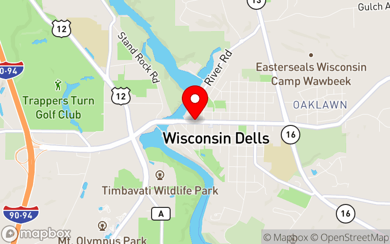 Map for CESA 5 Mental Health & Behavior Summit at Glacier Canyon Conference Center, Wisconsin Dells, WI