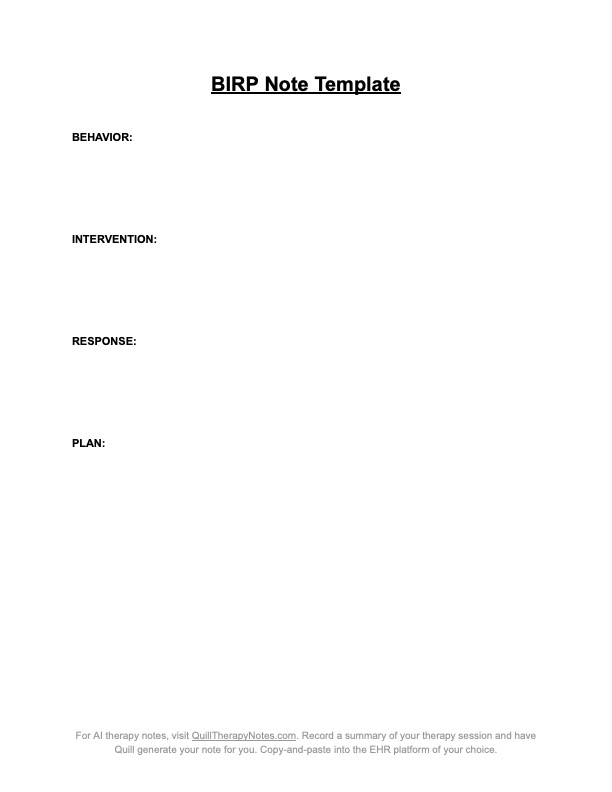 BIRP note template