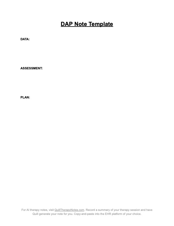 DAP note template